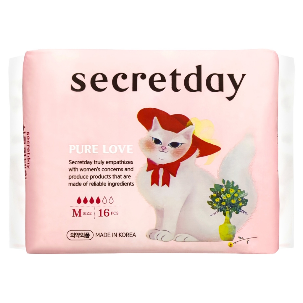 Secret Day Хлопковые гигиенические прокладки Pure Love размер М, 16 шт (Secret Day, Прокладки)