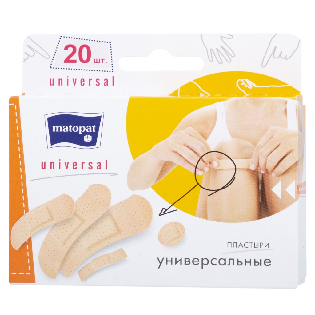 

Matopat Пластыри Universal в наборе, 20 шт (Matopat, Потребительские пластыри), Потребительские пластыри