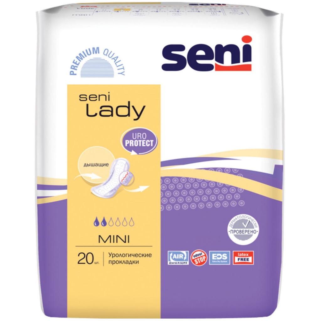 

Seni Урологические прокладки для женщин Mini 9,5 х 22,5 см, 20 шт (Seni, Lady), Lady