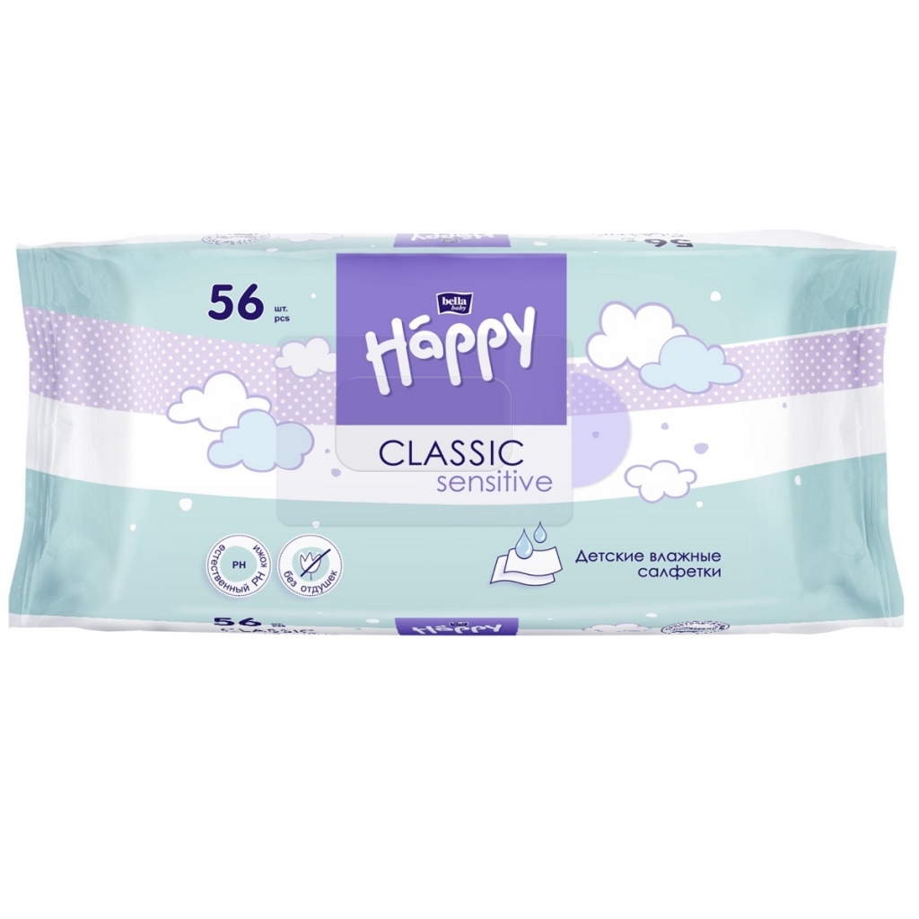 

Bella Влажные детские салфетки Classic Sensitive, 56 шт (Bella, Baby Happy)
