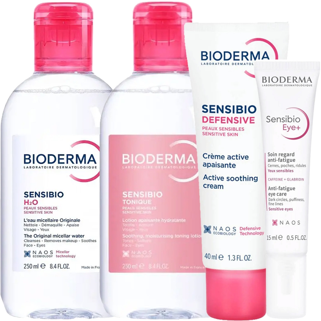 Программа Sensibio комплексный уход: мицеллярная вода 250 мл + лосьон 250 мл + легкий крем 40 мл + гель для век 15 мл