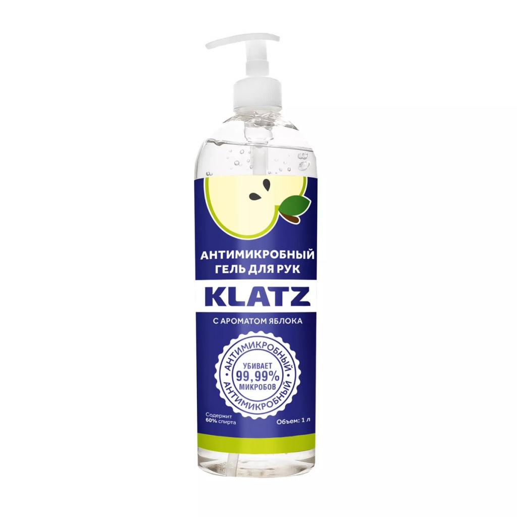 Klatz Антимикробный гель для рук с ароматом яблока, 1 л (Klatz, Antimicrobial)