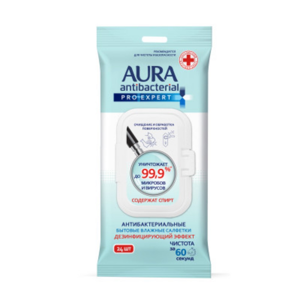 

Aura Влажные салфетки для поверхностей Pro Expert, 24 шт. (Aura, Влажные салфетки)
