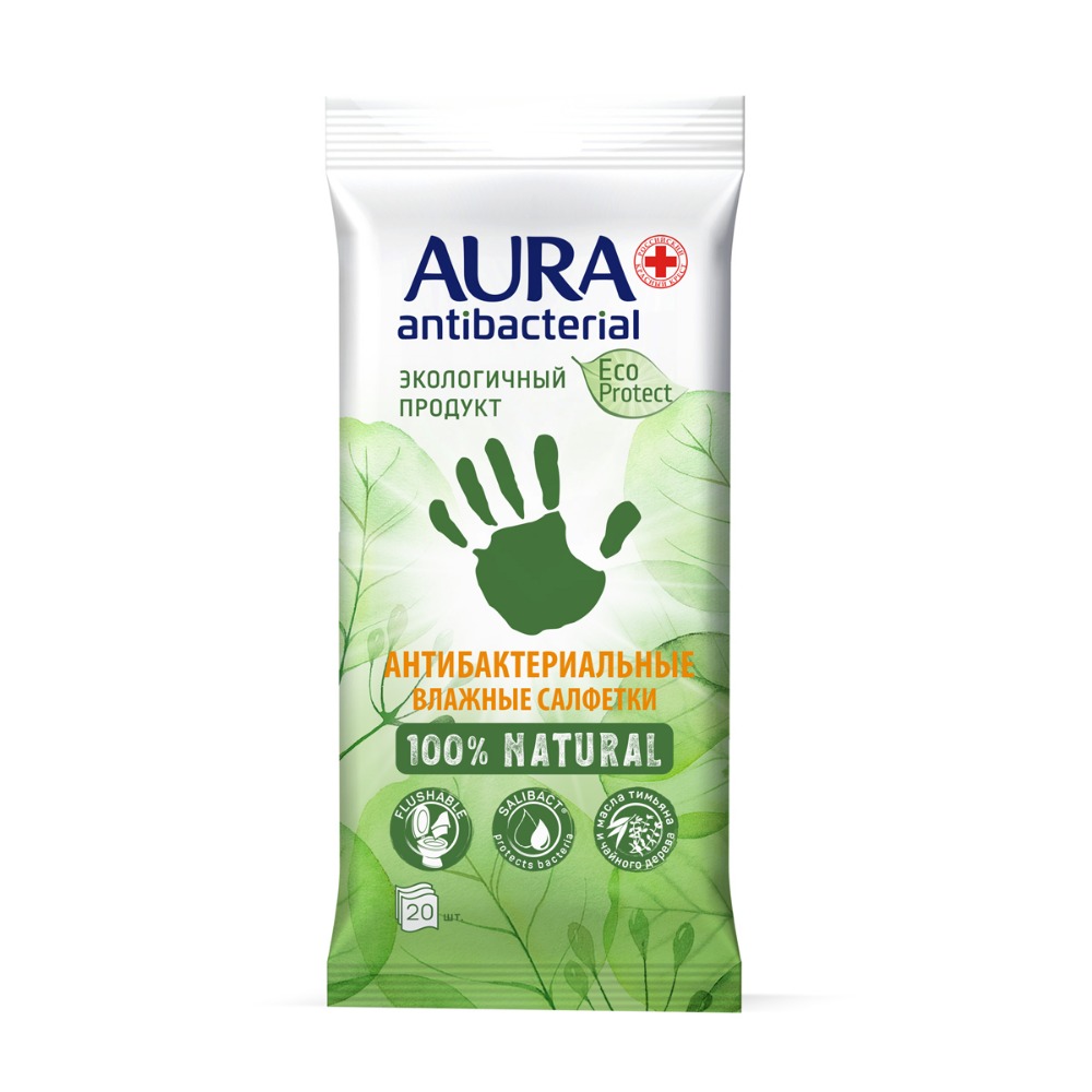 

Aura Влажные салфетки антибактериальные Eco Protect, 20 шт. (Aura, Влажные салфетки)