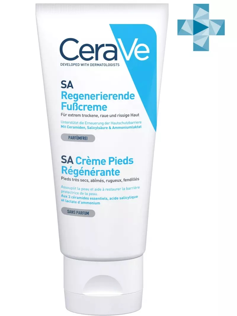 CeraVe SA Восстанавливающий крем для ног с церамидами для сухой, потрескавшейся кожи, 88 мл (CeraVe, Увлажнение кожи)
