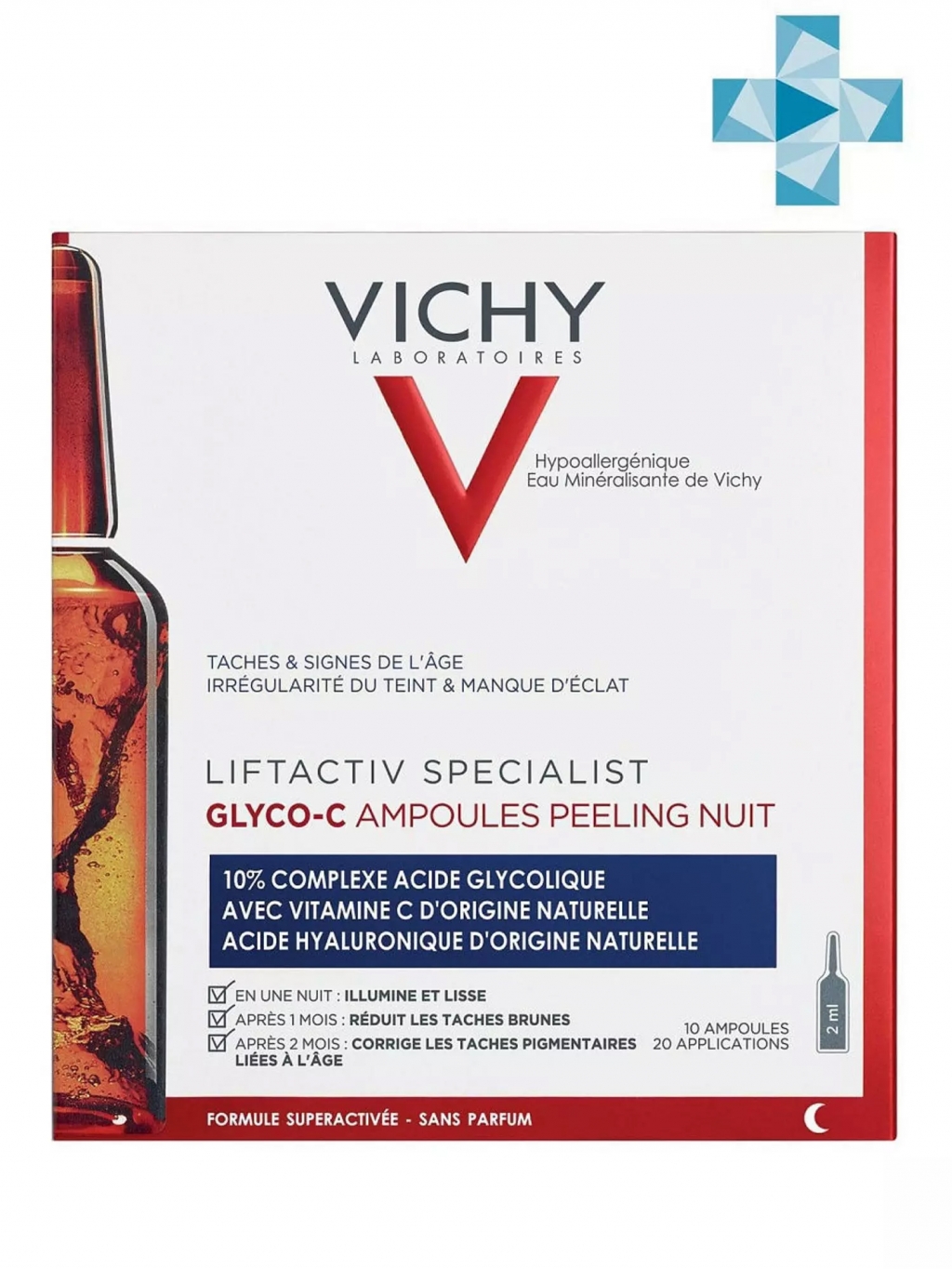 Vichy Антивозрастная сыворотка-пилинг ночного действия Glyco-C в ампулах, 10 х 2 мл (Vichy, Liftactiv)
