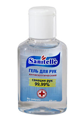 Sanitelle Антисептический гель для рук с Витамином Е без отдушки, 50 мл (Sanitelle, )