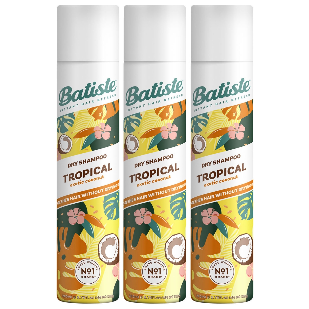 Batiste Комплект Tropical Сухой шампунь, 3 шт х 200 мл (Batiste, Fragrance)