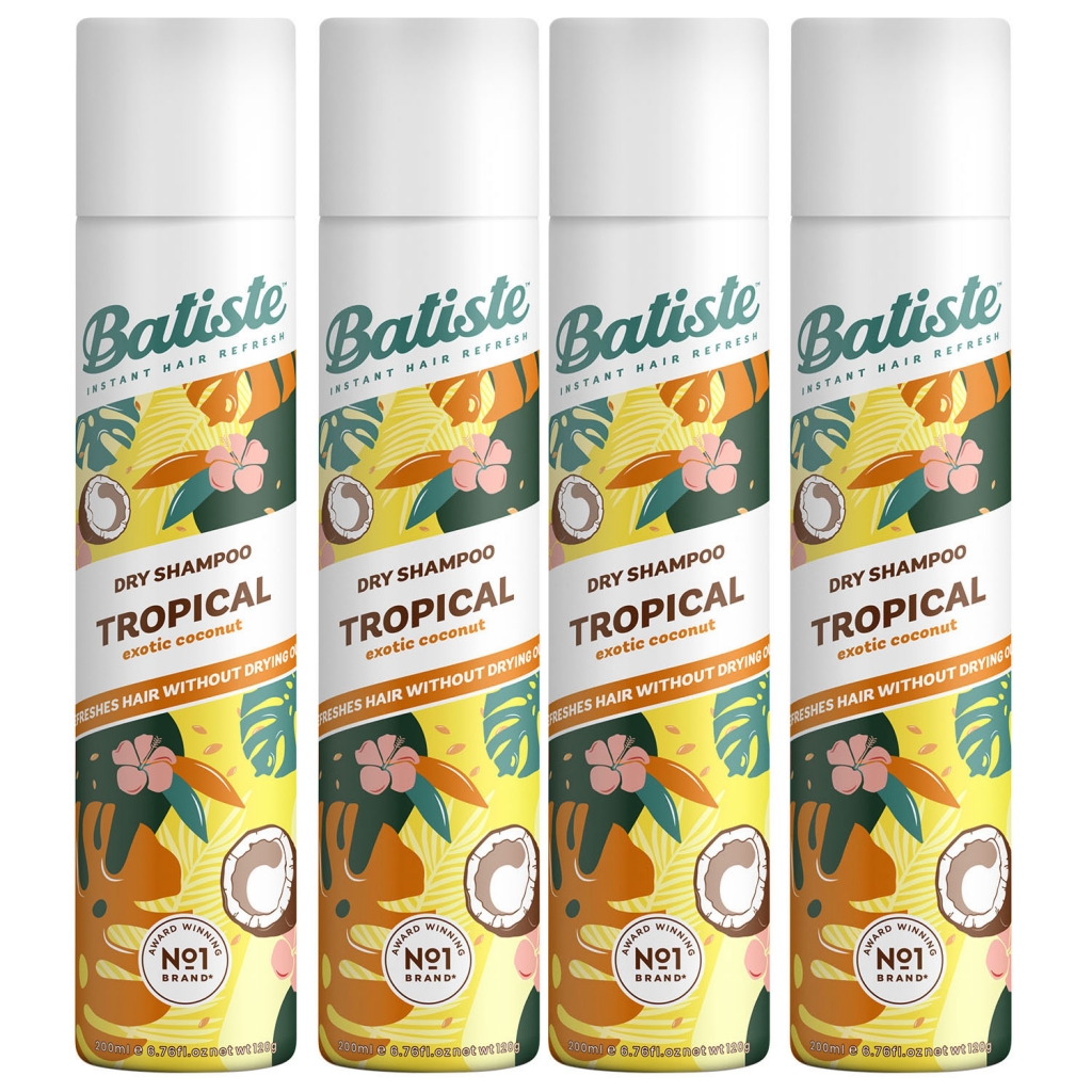 Batiste Комплект Tropical Сухой шампунь, 4 шт х 200 мл (Batiste, Fragrance)