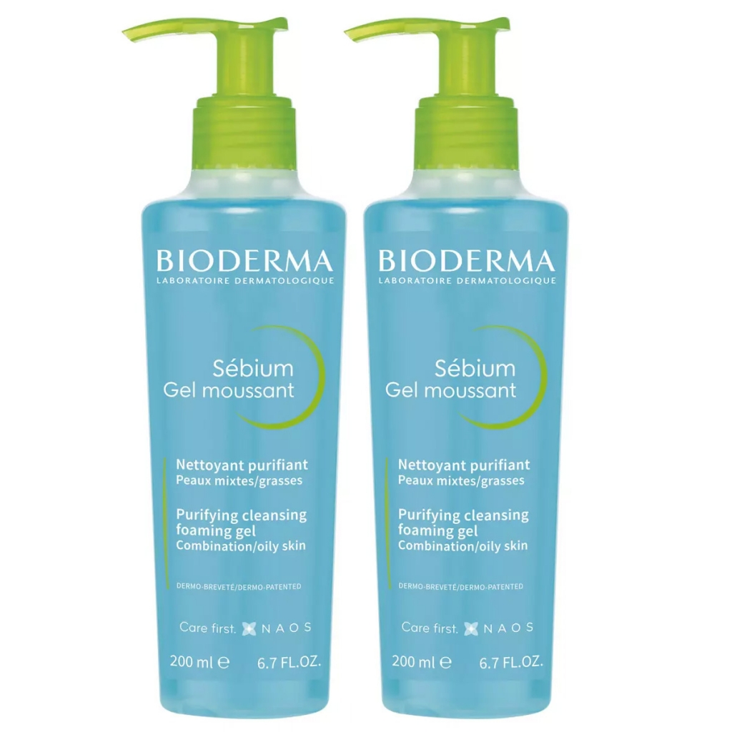 Bioderma Набор Очищающий гель-мусс, 2х200 мл (Bioderma, Sebium)