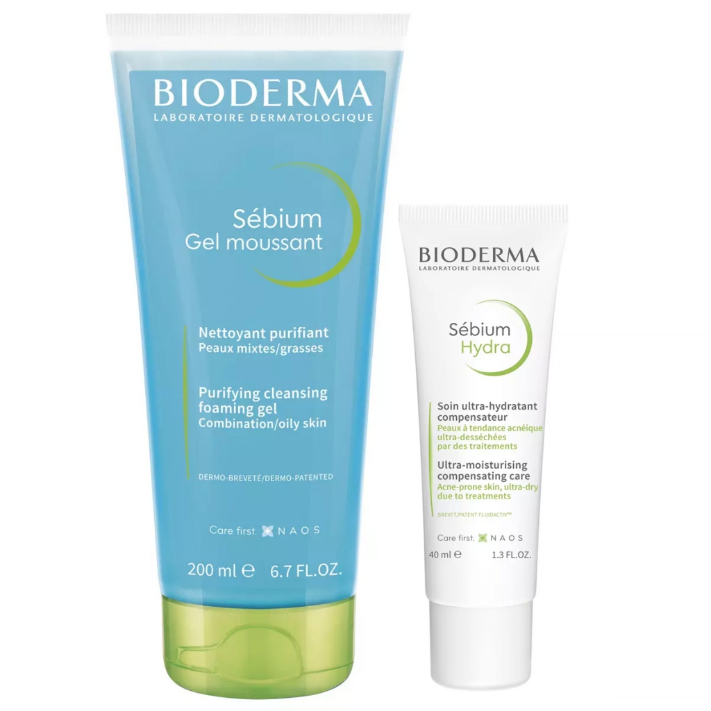 Bioderma Набор Sebium (Крем Гидра, 40 мл + Очищающий гель-мусс без помпы Себиум, 200 мл) (Bioderma, Sebium)