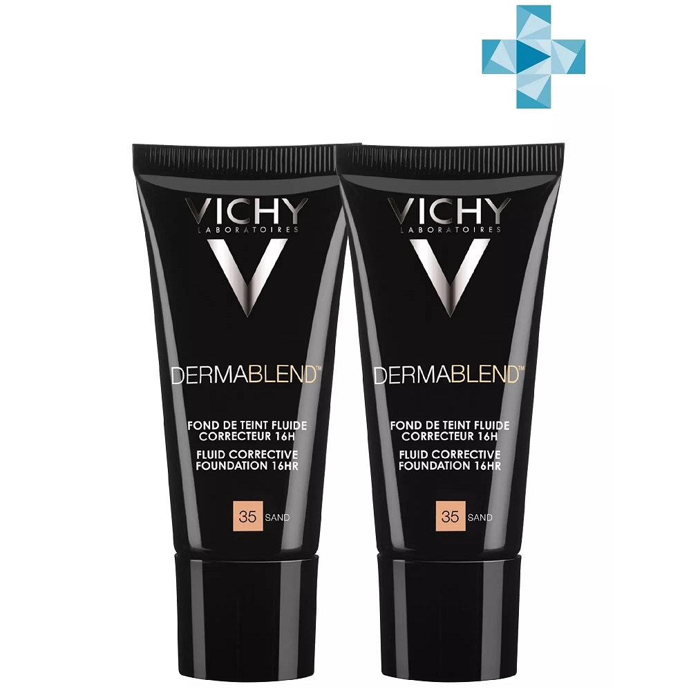 

Vichy Корректирующий тональный флюид Дермабленд песочный оттенок оттенок, 35 тон, 30 мл х 2 шт (Vichy, Dermablend)