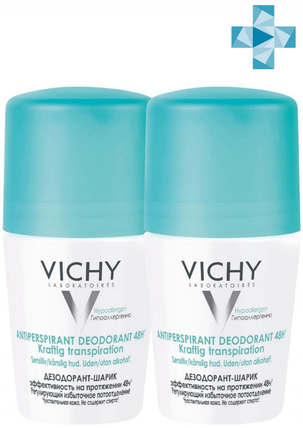 Vichy Дезодорант шариковый регулирующий, 2х50 мл (Vichy, Deodorant)