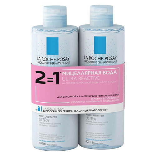 La Roche-Posay Комплект Мицеллярная вода для чувствительной, склонной к аллергии кожи Ultra, 400 мл*2 шт. (La Roche-Posay, Physiological Cleansers)