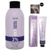 Набор &quot;Перманентная крем-краска для волос Ollin Performance оттенок 8/21 светло-русый фиолетово-пепельный 60 мл + Окисляющая эмульсия Oxy 3% 90 мл&quot;