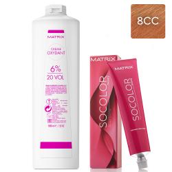 Набор Перманентный краситель Socolor beauty 8CC, 90 мл + Крем-оксидант 6% (20 Vol.), 1000 мл