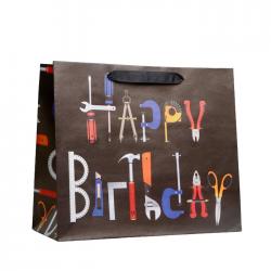 Пакет крафтовый горизонтальный Happy birthday 27 × 23 × 11.5 см