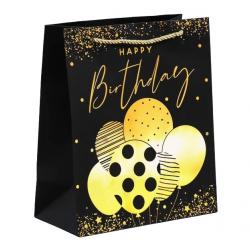 Пакет подарочный Happy Birthday чёрный крафт 23 × 27 × 11,5 см 