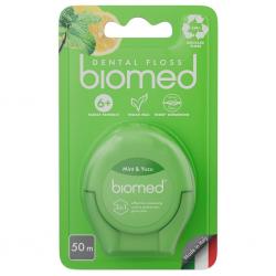 Объемная вощеная зубная нить Dental Floss c ароматом мяты и юдзу 6+, 50 м