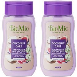 Biomio Гель для душа с экстрактом инжира и маслом кокоса Coconut Care для всей семьи 14+, 2 х 250 мл