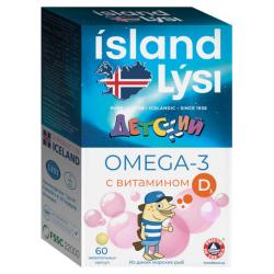 Детская омега-3 с витамином Д фруктовый вкус 3+, 60 жевательных капсул х 609 мг