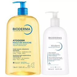 Набор Atoderm (Очищающий гель-мусс Атодерм Интенсив, 500 мл + Масло для душа Атодерм, 1 л)