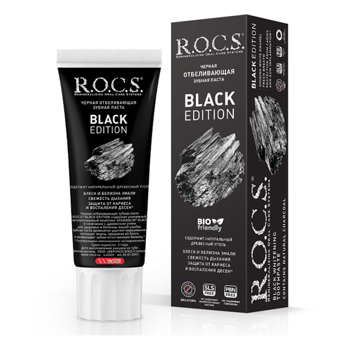 Рокс Зубная паста Black Edition Черная отбеливающая, 74 гр (R.O.C.S, Зубные пасты Adults)