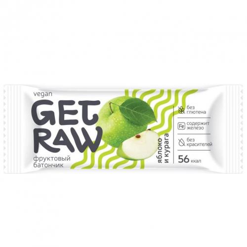 Батончик &quot;Get Raw&quot; фруктовый Яблоко и курага, 30 г (Леовит, )