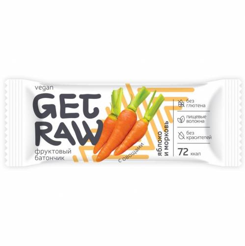 Батончик &quot;Get Raw&quot; фруктовый Яблоко и морковь, 30 г (Леовит, )
