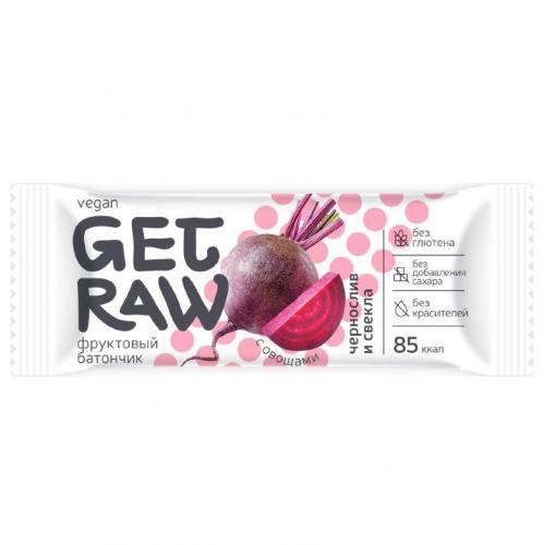 Батончик &quot;Get Raw&quot; фруктовый Чернослив и свекла, 30 г (Леовит, )