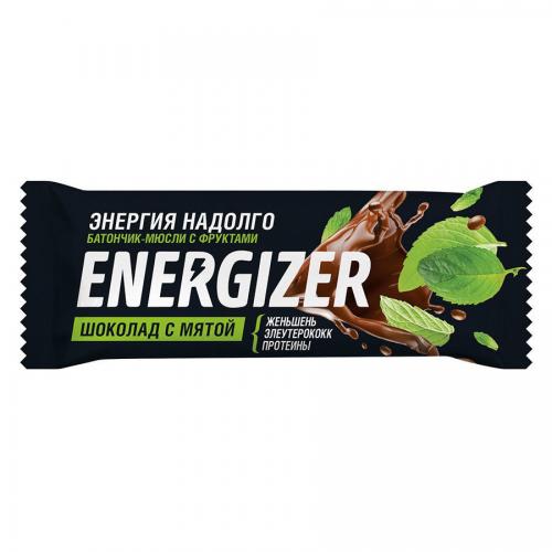 Батончик-мюсли &quot;Energizer&quot; с фруктами Шоколад с мятой, 40 г (Леовит, ENERGIZER)