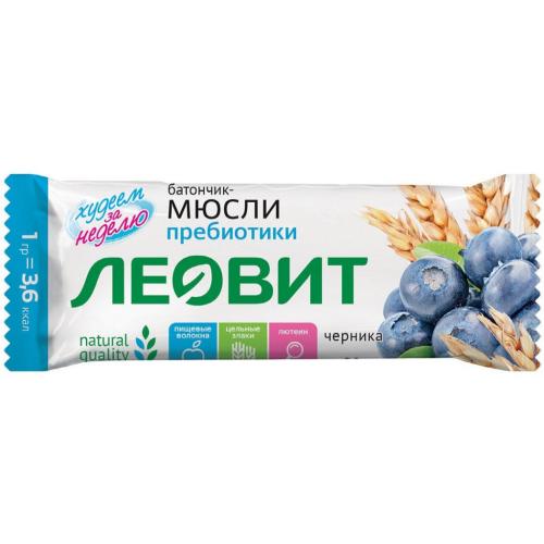 Батончик-мюсли с черникой и лютеином, 30 г (Леовит, Леовит)