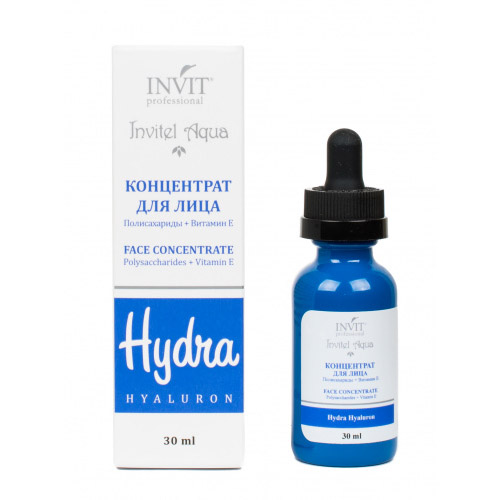 Инвит Сыворотка-концентрат для лица, полисахариды + витамин Е, 30 мл (Invit, Invitel Aqua)