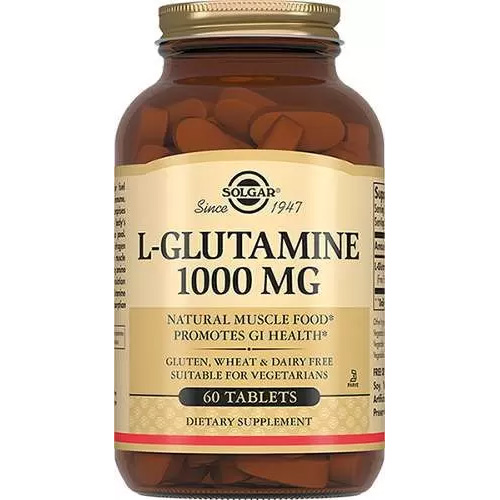Солгар L- Глутамин 1000 мг, 60 таблеток (Solgar, Аминокислоты)