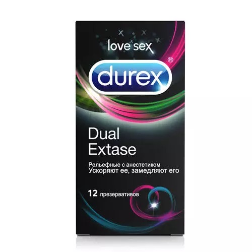 Дюрекс Презервативы Dual Extase, 12 шт (Durex, Презервативы)