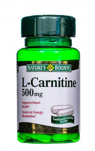 Нэйчес Баунти L-карнитин 500 мг, 30 таблеток (Nature's Bounty, Аминокислоты)