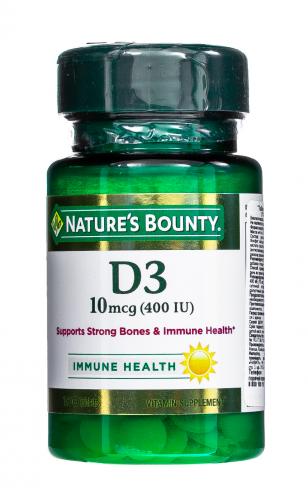 Нэйчес Баунти Витамин D3 400 МЕ, 100 таблеток (Nature's Bounty, Витамины)