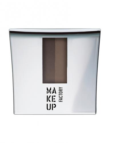 Тени-пудра для бровей с трафаретом Eye Brow Powder № 1 интенсивный коричневый, 7.5 г (Make up factory)