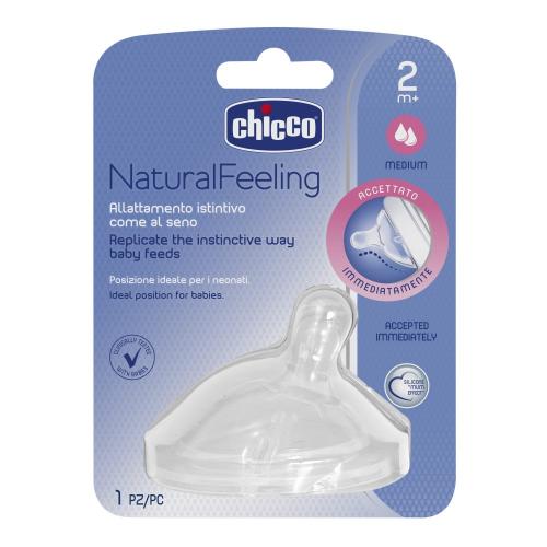 Чико Соска силиконовая с флексорами от 2 месяцев, средний поток, 1 шт (Chicco, Natural Feeling)