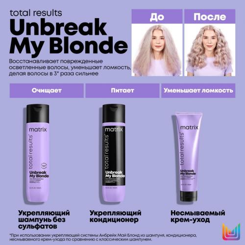 Матрикс Несмываемый крем-уход для восстановления осветленных волос с лимонной кислотой, 150 мл (Matrix, Total results, Unbreak My Blonde), фото-7