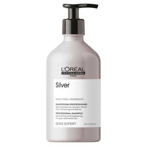 Лореаль Профессионель Шампунь Silver для нейтрализации желтизны осветленных и седых волос, 500 мл (L'Oreal Professionnel, Уход за волосами, Silver)