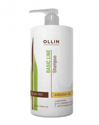 Оллин Шампунь для сияния и блеска с аргановым маслом 750 мл (Ollin Professional, Уход за волосами, Basic Line), фото-2