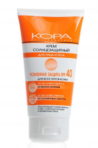 Крем солнцезащитный SPF 40 для лица и тела, 150 мл (Кора, Солнце), фото-2