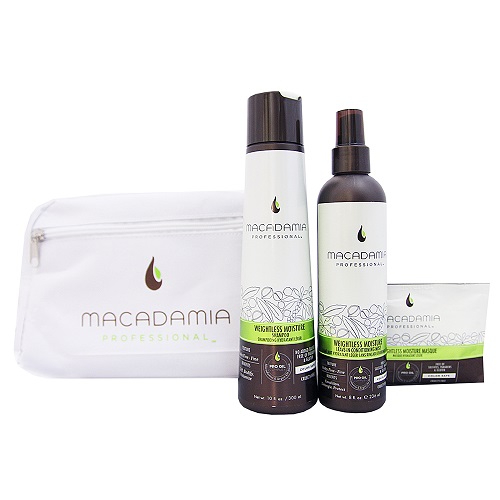 Макадамия Подарочный набор для тонких волос в белой косметичке, 1 шт (Macadamia, Wash&Care)