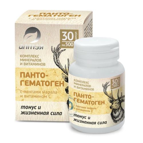 Пантогематоген с пантами марала &quot;Тонус и жизненная сила&quot;, 30 капсул х 500 мг (Алтэя, Комплексы витаминов)