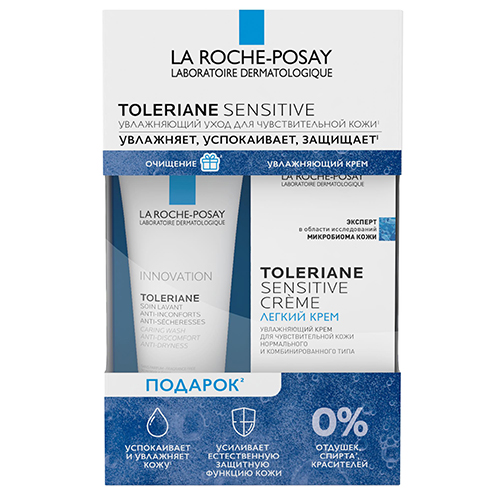 Ля Рош Позе Набор Toleriane (Легкий крем Sensitive, 40 мл + Очищающий гель-уход, 50 мл) (La Roche-Posay, Toleriane)