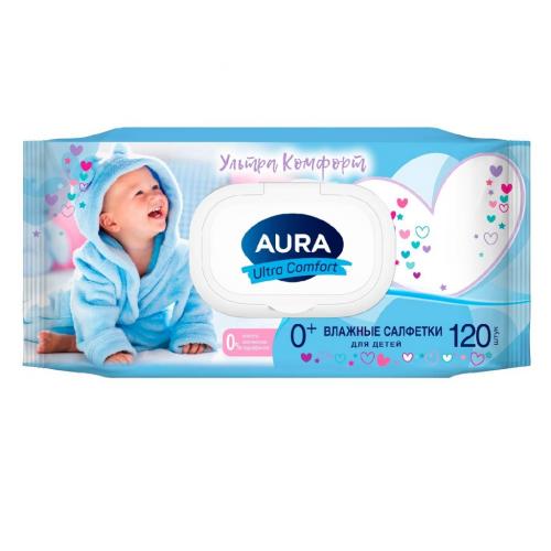 Аура Влажные салфетки для детей Ultra Comfort, 120 шт (Aura, )