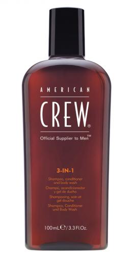 Американ Крю Шампунь, кондиционер и гель для душа 3 в 1, 100 мл (American Crew, Hair&Body)