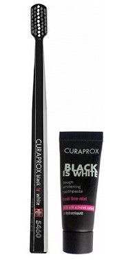 Курапрокс Черная зубная щетка Black Is White + миниверсия зубной пасты (Curaprox, Black Is White)