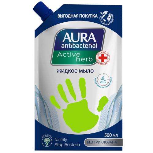 Аура Жидкое мыло Active Herb с экстрактом ромашки и антибактериальным эффектом, 500 мл (Aura, Гигиена)